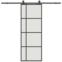 vidaXL Schiebetür Schiebetür mit Beschlag Schwarz 76x205 cm ESG-Glas schwarz