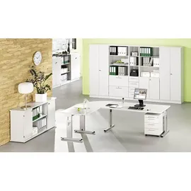 Hammerbacher Schreibtisch OS 16 weiß / Silber