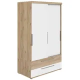 Paidi Schiebetürenschrank Fionn 124 x 207 cm Holzoptik Braun, Weiß Eiche /