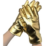 Kurze Handschuhe für Damen,Metallic Glitzer Handschuhe Shine 23 cm - Zubehör Gloves Prinzessin Show Tänzerin Flapper Girl Diva Abendkleid Kostüm Karneval Junggesellenabschied Mottoparty Tanzshow,Gold