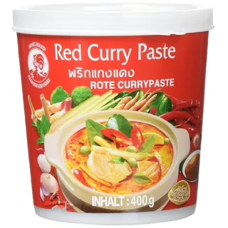 Cock Currypaste rot, mittelscharf, authentisch thailändisch Kochen, natürliche Zutaten, vegan, halal und glutenfrei (1 x 400 g)