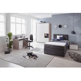 Roller Boxspringbett - anthrazit - H2 - Webstoff - 140x200 cm