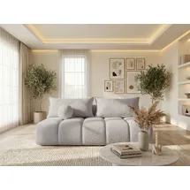 WFL GROUP Schlafsofa mit Bettkasten – 3-Sitzer Sofa Couch mit Schlaffunktion, Bettfunktion – Skandinavische Polstercouch im modernen Design – Weicher Bouclé, Bouclestoff – Sand Beige