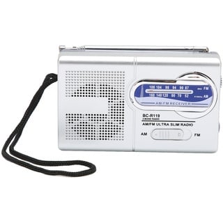 Kleines Radio, ABS-Material, tragbares Mini-Taschenradio für Reisen, Radfahren, Wandern