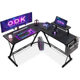 luxuskollektion Gaming Tisch L Form mit Monitorständer, Schwarz, 127 x 127 cm