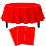 3 Pack Reines Rot Runde Tischdecke Rot Runde Tischdecke Wasserdicht Runde Tischdecke Runde Kunststoff Tischtuch für Küche Essen Hochzeit Party 84 IN