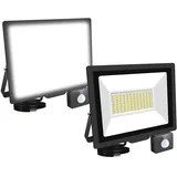 RIGIDON 2x 75W 7500LM Aussenleuchte Bewegungsmelder Led Strahler, Außen Led Lampe, 6000K Kaltweiß Led Flutlicht Außenleuchte, Wasserdicht Außen-Leuchte Flutlicht Für Garten Garage Carport Hauswand