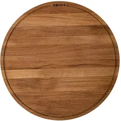 Boska Pizzabrett Friends XXL / Pizza Teller / Eichenholz / ⌀47cm / Pizza Blech Rund mit Praktischer Auffangrinne / Auch zum Frühstück, Mittag- & Abendessen
