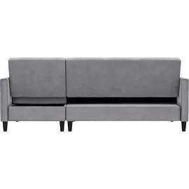 dorel home Ecksofa DOREL HOME "Celine, L-Form", grau, B:213cm H:83cm T:154cm, Veloursstoff 100% Polyester, Sofas, Ecksofa, mit Bett-Funktion und Stauraum. Recamiere beidseitig montierbar