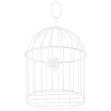 PartyDeco Vogelkäfig Deko Metall rund zum Aufhängen und Hinstellen 16x26,5cm weiß - Deko Käfig Tischdeko für eine Hochzeit oder Taufe klein