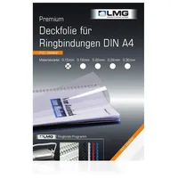 LMG Deckfolien für Bindemappen PREMIUM transparent, DIN A4 0,15