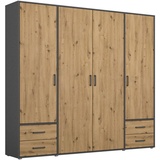 Rauch BLUE Kleiderschrank Voyager 187 x 194 cm Holzoptik Grau-Metallic / Eiche Artisan