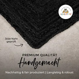 carpetfine Juteteppich Nele Anthrazit handgewebt aus Jute Rechteckig 60x100 cm | Moderner Naturteppich Uni im Boho - Style Flachgewebe Teppich für Wohnzimmer und Schlafzimmer