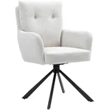 Mid.you Armlehnstuhl, Creme, Metall, Textil, Stativgestell, 60x95x67 cm, inklusive Armlehnen, Sitzfläche 180° drehbar, automatische Rückholfunktion, Esszimmer, Stühle, Esszimmerstühle, Armlehnenstühle