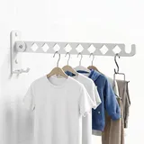 MIUUIPI Kleiderhaken Klappbar, Wand Kleiderständer mit 8 Löchern, Balkon Kleiderhaken, Wandhaken Klapphaken Aluminium für Balkon Badezimmer Waschküche (Weiß)