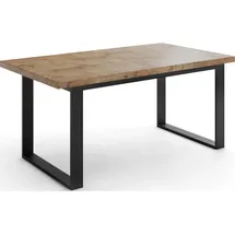 WFL GROUP Esstisch im Loft-Stil mit Schwarzen Metallbeinen – Industrieller Tisch für Wohnzimmer – Ausziehbar von 160 cm auf 24... – Braun