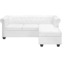 Susany Chesterfield L-Sofa, L-Form, Schlafsofa, Schlafcouch, Couch, Sofagarnitur, Loungesofa, Polstersofa, Wohnlandschaft, Ecksofa, Eckcouch mit Schlaffunktion, Kunstleder, Weiß, Mittelgroß