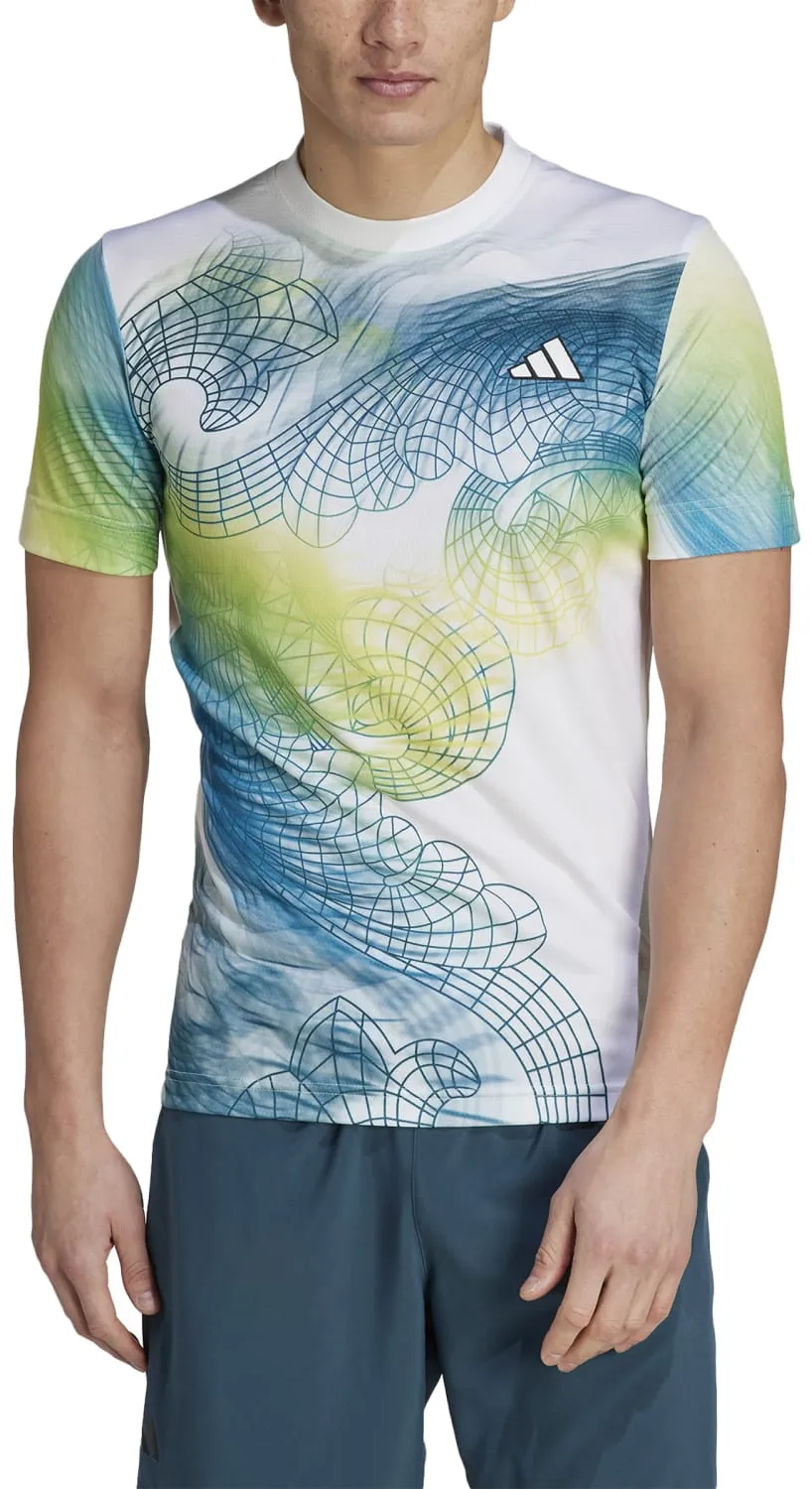 adidas Tennis-Tshirt Printed Pro HEAT.RDY weiss/bunt Herren