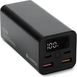Champion Powerbank 20000 mAh 65W Power Delivery (PD), 2x USB-C, 2x USB-A, 105x48x48mm - Schwarz