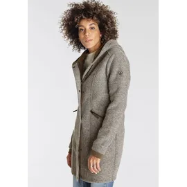 POLARINO Strickmantel in beige-braun | taupe XXL