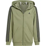 Adidas Essentials 3-Streifen Fleece Kapuzenjacke Tent Green / Black 164