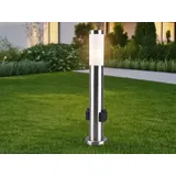 meineWunschleuchte Edelstahl Pollerleuchte mit 2 Steckdosen 60cm Stehlampe für draußen Wegeleuchten