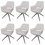 Mendler Esszimmerstuhl HWC-M53 Stoff creme-weiß 6er Set
