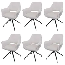 Mendler Esszimmerstuhl HWC-M53 Stoff creme-weiß 6er Set