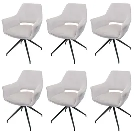 Mendler Esszimmerstuhl HWC-M53 Stoff creme-weiß 6er Set