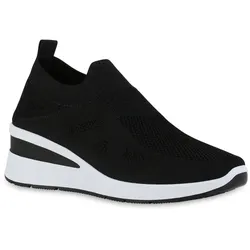 Damen Sneaker Wedges in Schwarz