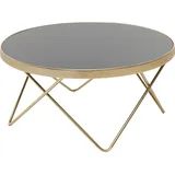 FineBuy Couchtisch Schwarz Gold Glasplatte Wohnzimmertisch Ø 82 cm