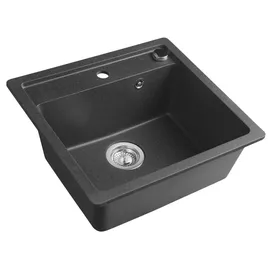 Sapho Granitspüle 1 Becken rechts schwarz Handbetätigung 530 x 500 mm