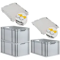 Proregal 3x Eurobox NextGen Grip mit Scharnierdeckel und gelben