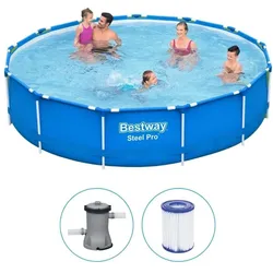 Bestway - Steel Pro - Schwimmbecken mit Filterpumpe - 396x84 cm - Rund EINHEITSGRÖSSE