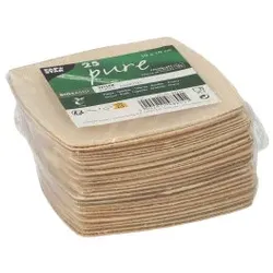 25 Teller, Palmblatt pure 10 cm x 10 cm natur QUADRATO