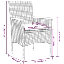 vidaXL Gartenstuhl 54,3 x 66,8 x 42 cm schwarz 2 St.