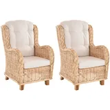 Set/2 Rattansessel Lesesessel bequem Rattanmöbel Sessel aus Rattan (Natur Hell)
