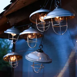MARELIDA LED Solar Lichterkette Fabriklampe 2,5m 6-flammig silberfarben