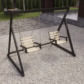 QLS Gestell für Hollywoodschaukel Gartenmöbel Schaukelbank Rahmen Stahl 11164 - Schwarz