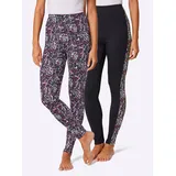 Feel Good WITT WEIDEN Leggings in magenta-schwarz-bedruckt | Gr.: 40/42,