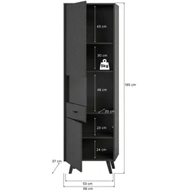 xonox.home Vitrine LINEA 58 x 195 x 37 cm Grau/Schwarz