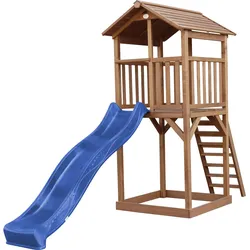 AXI Beach Tower Spielturm Braun mit blaue Rutsche & Sandkasten BLAU Junior