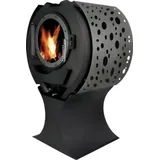 Kaminofen France Turbo Sofia 6/8 Stahl schwarz 8 kW mit Standfuß Colonne und Verkleidung Lune - Schwarz