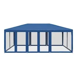 vidaXL Partyzelt mit 10 Mesh-Seitenteilen Blau 6x4 m HDPE