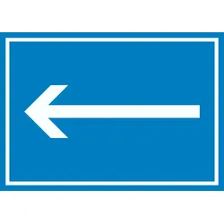 Richtungspfeil links Schild waagerecht weiss blau Pfeil A5 (148x210mm)