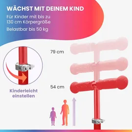 fun pro ONE Deluxe Kinder Roller – 3 Räder, 3-6 Jahre, Klappbar Höhenverstellbar, LED-Räder, Schwerkraftlenkung, bis 50 kg, Scooter Kinder, ... - Rot