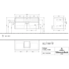 Villeroy & Boch Collaro Waschtischunterschrank C128B0AF 120x54,8x50cm, Waschtisch mittig, LED-Beleuchtung 8,8 W, soft green