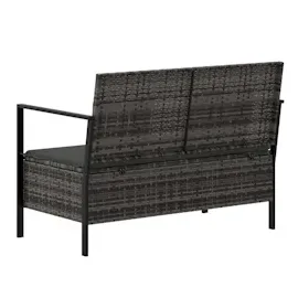 vidaXL Gartenbank 2-Sitzer mit Kissen Grau Poly Rattan