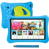 Kinder Tablet HD 10.1” Kindertablet, 12GB (4+8 Expand) RAM 128GB ROM - Kids Tablet KIDOZ APP - Android 13 Tablet mit Kinder mit Touchstift und Sturzsicherer Hülle Vorinstalliertes, Blau