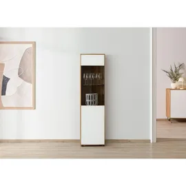 MASSIVMOEBEL24.DE Vitrine Wildeiche 45 x 38 x 168 cm Weiß